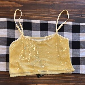 4th + Reckless Viella xs Sequin Yellow Crop Top